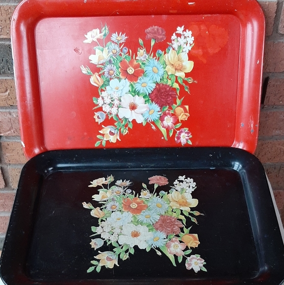 Vintage Lap Trays Accents Vintage 7 X 12 Floral Metal Tv Lap Tray